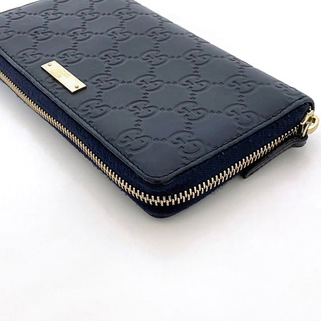 Gucci Round Zipper Long Wallet Navy Striped Line 307980 Wallet