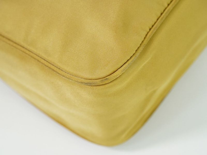 Authentic Prada Nylon Handbag Pouch Beige Bag Used [follow-up Discount