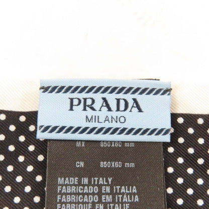 Prada Printed Silk Twill Nice Calf Lip Dot Pattern White Black 850 60 mm Scarf — view 6