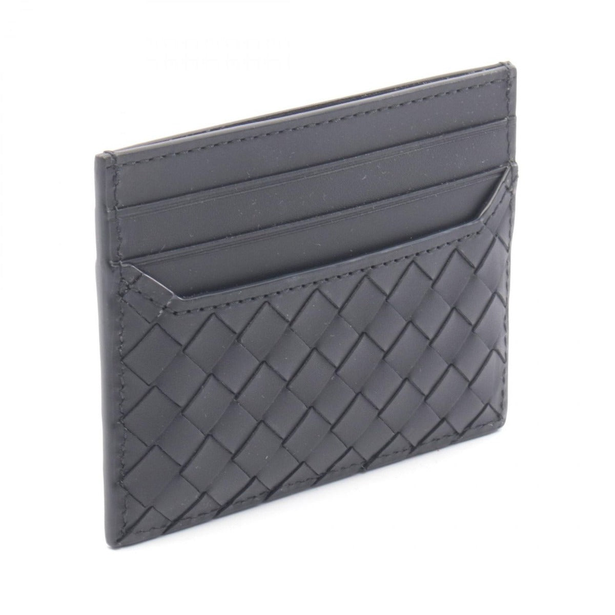 Bottega Veneta Card Case Intrecciato Black Leather — view 2