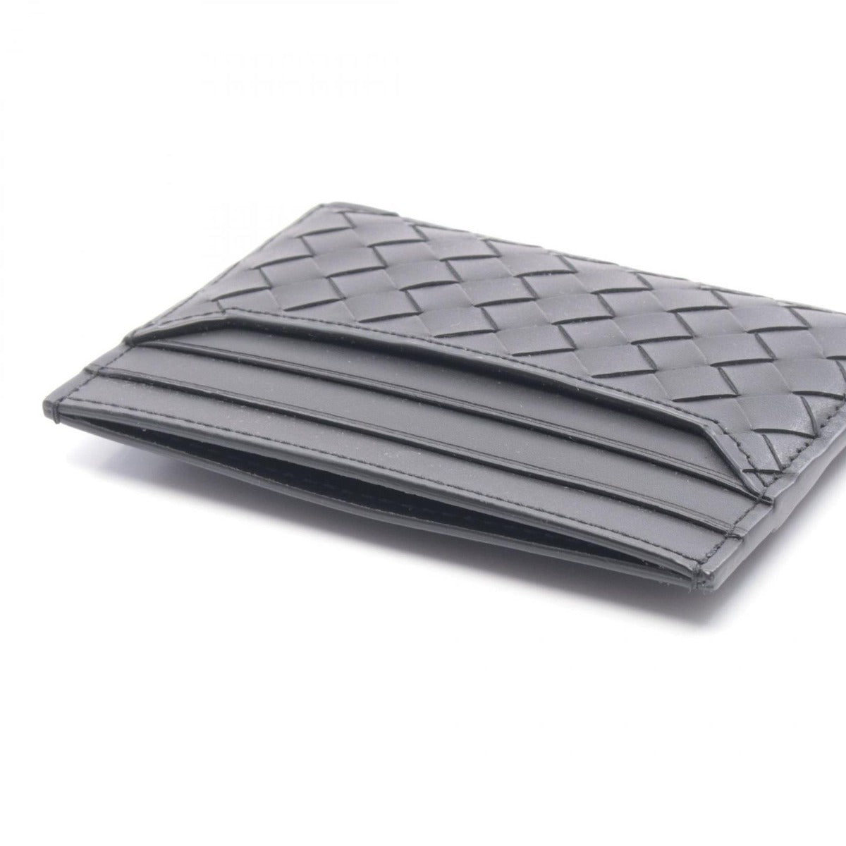 Bottega Veneta Card Case Intrecciato Black Leather — view 3