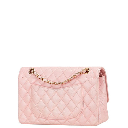 Chanel Coco Mark Matelasse 25 Double Flap Chain Shoulder Bag Pink Caviar Skin