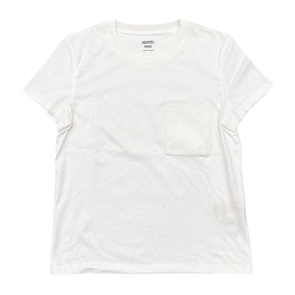 Hermes Short Sleeve T-Shirt H Logo Embroidered Pocket 3e4620dl Size 36 Cotton