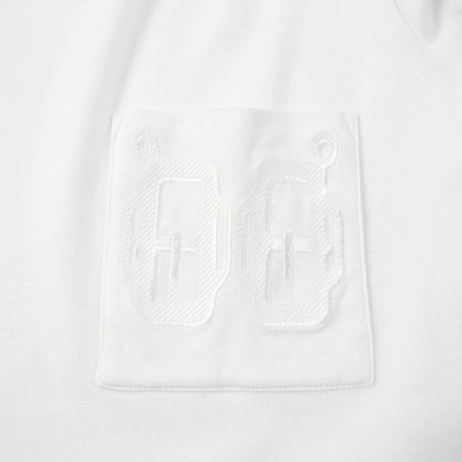 Hermes 100% Cotton Boat Neck Short Sleeves Embroidered T-shirt With Pockets