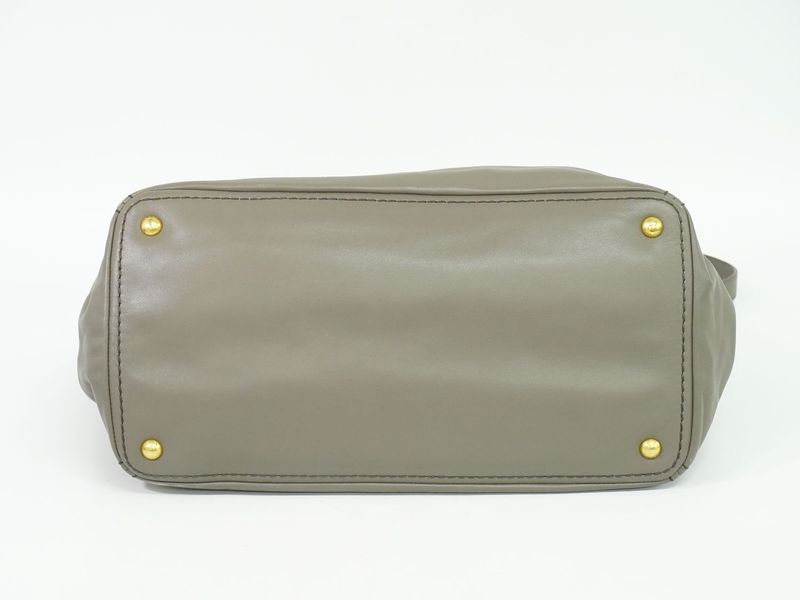 Authentic Prada Leather 2WAY Shoulder Bag Handbag Gray Bn2103 Bag Pre-owned