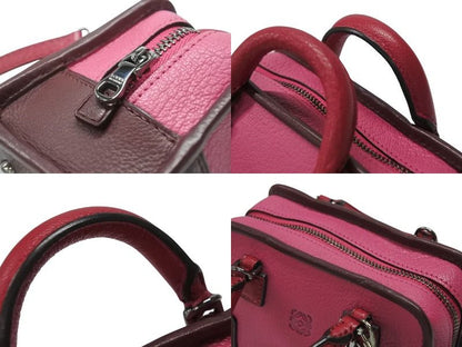 Loewe Amazona Micro Mini 2-Way Shoulder Bag Pouch Leather Pink Bordeaux Silver — view 6