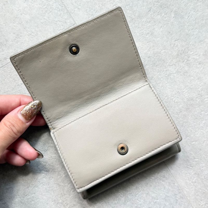 Bottega Veneta Trifold Wallet Intrecciato Leather Gray Men Women Unisex Compact