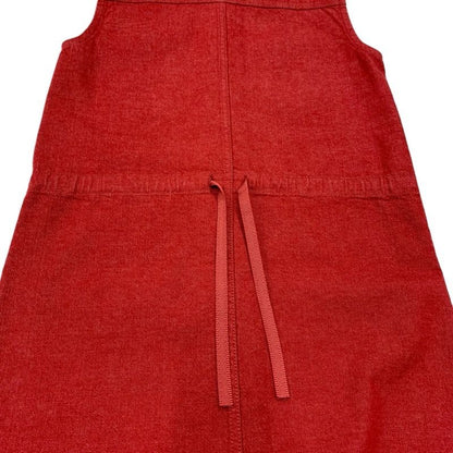Hermes Dress Cotton Red Silver Embroidery Denim Sleeveless