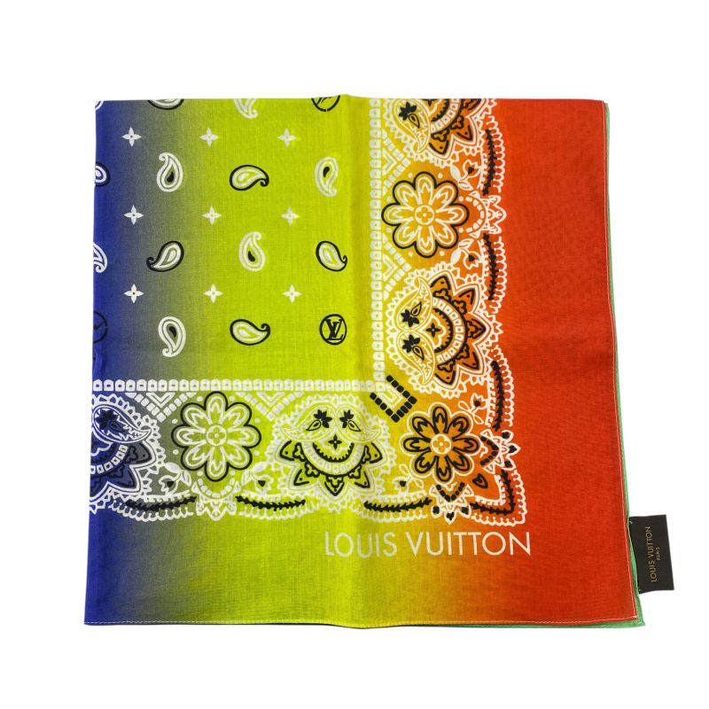 Em1032 Louis Vuitton Scarf Paisley Bandana M73745 Cotton Multicolor