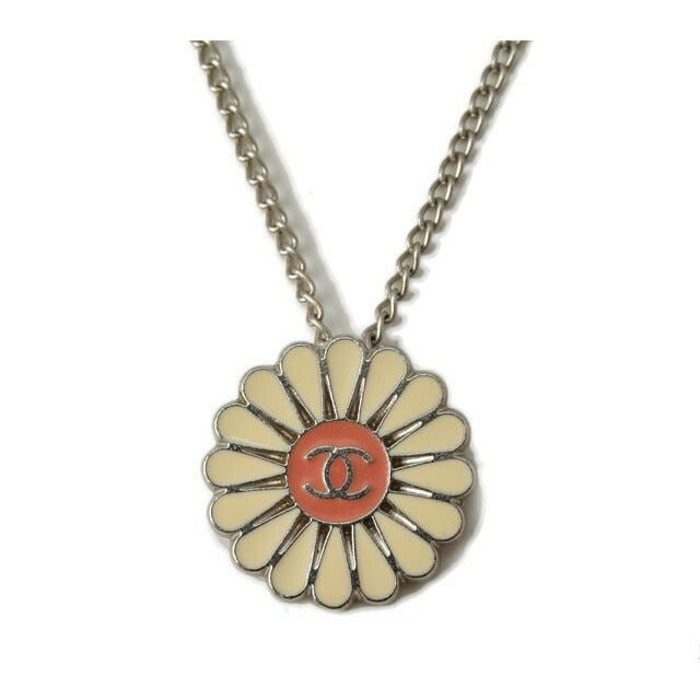 Chanel CC Mark Coco Flower Motif Silver Antique
