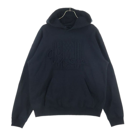 Versace Knit Logo Embroidery Pullover Sweatshirt Hoodie Black