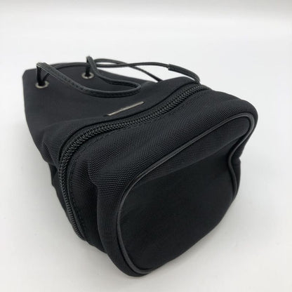 Gucci 039 1054 Drawstring Pouch Small Bag Nylon Canvas Black Ladies Men Fashion
