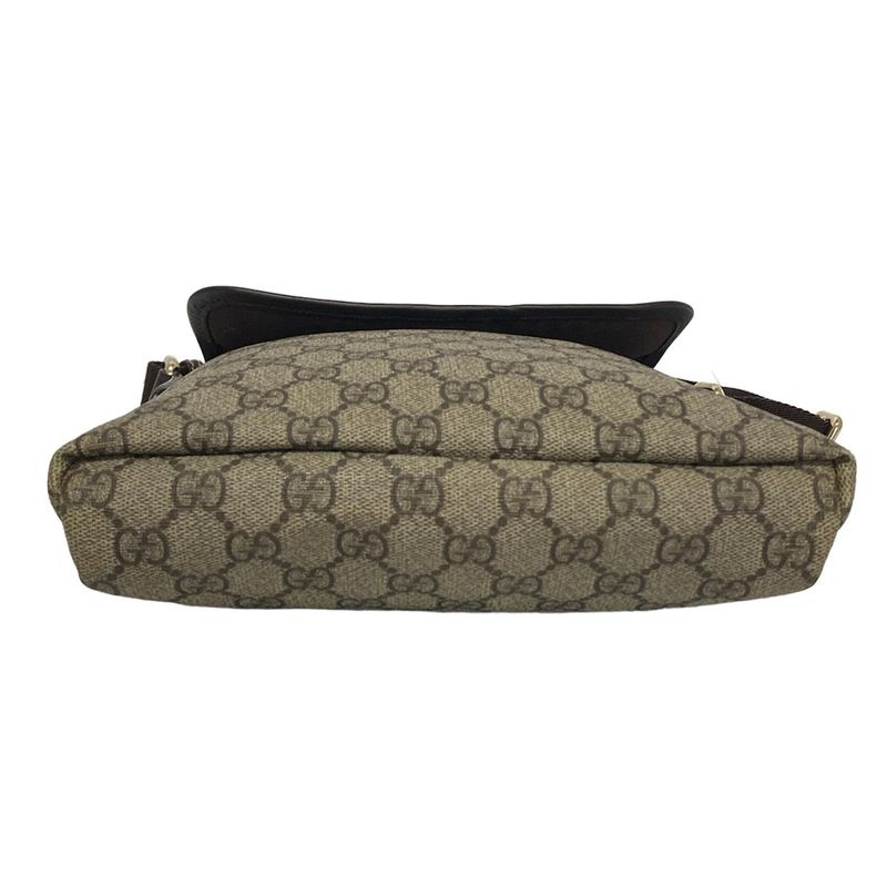 Gucci Shoulder Bag GG Plus GG Supreme 223666 Dark Brown And Beige Leather