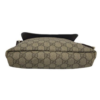 Gucci Shoulder Bag GG Plus GG Supreme 223666 Dark Brown And Beige Leather