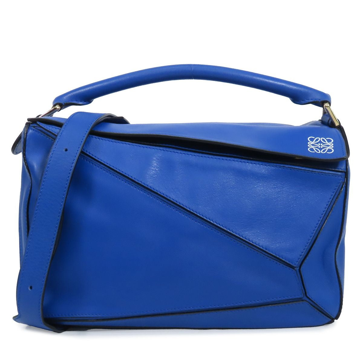 Loewe Puzzle 322.30 Royal Blue Gold Calfskin 2-Way Shoulder Bag