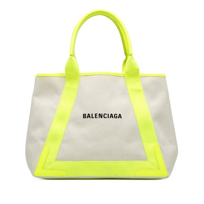 Balenciaga Navy Cabas Su M 581292 Beige Yellow Canvas Women's Balenciaga