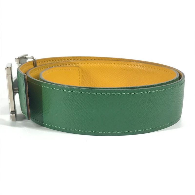 Hermes Belt H Belt Leather Green Yellow