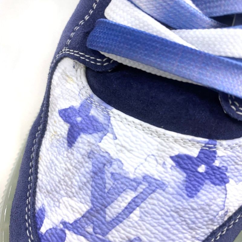 Louis Vuitton Watercolor Monogram Low Cut Sneakers White Blue 7 1 2