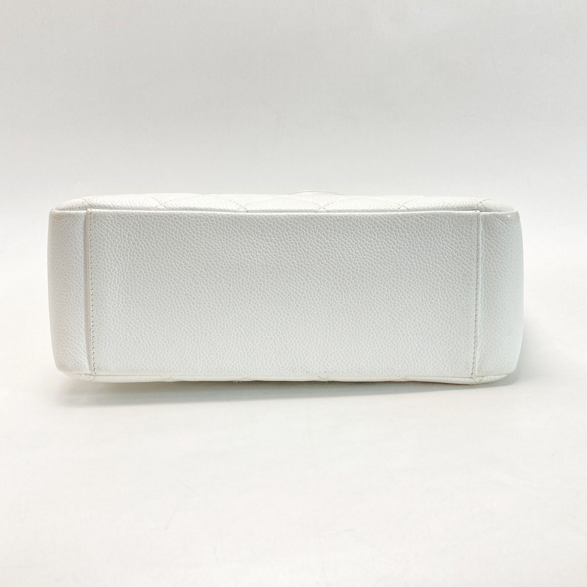 Chanel Cocomark Matelasse Pst Chain Tote Bag A50994 White Caviar Skin Gold