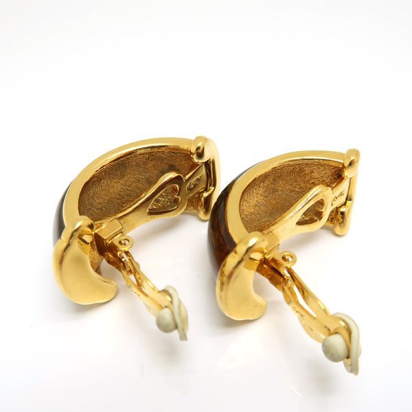 Yves Saint Laurent Earring GP Arabesque Large Brown Vintage YSL Yves Saint