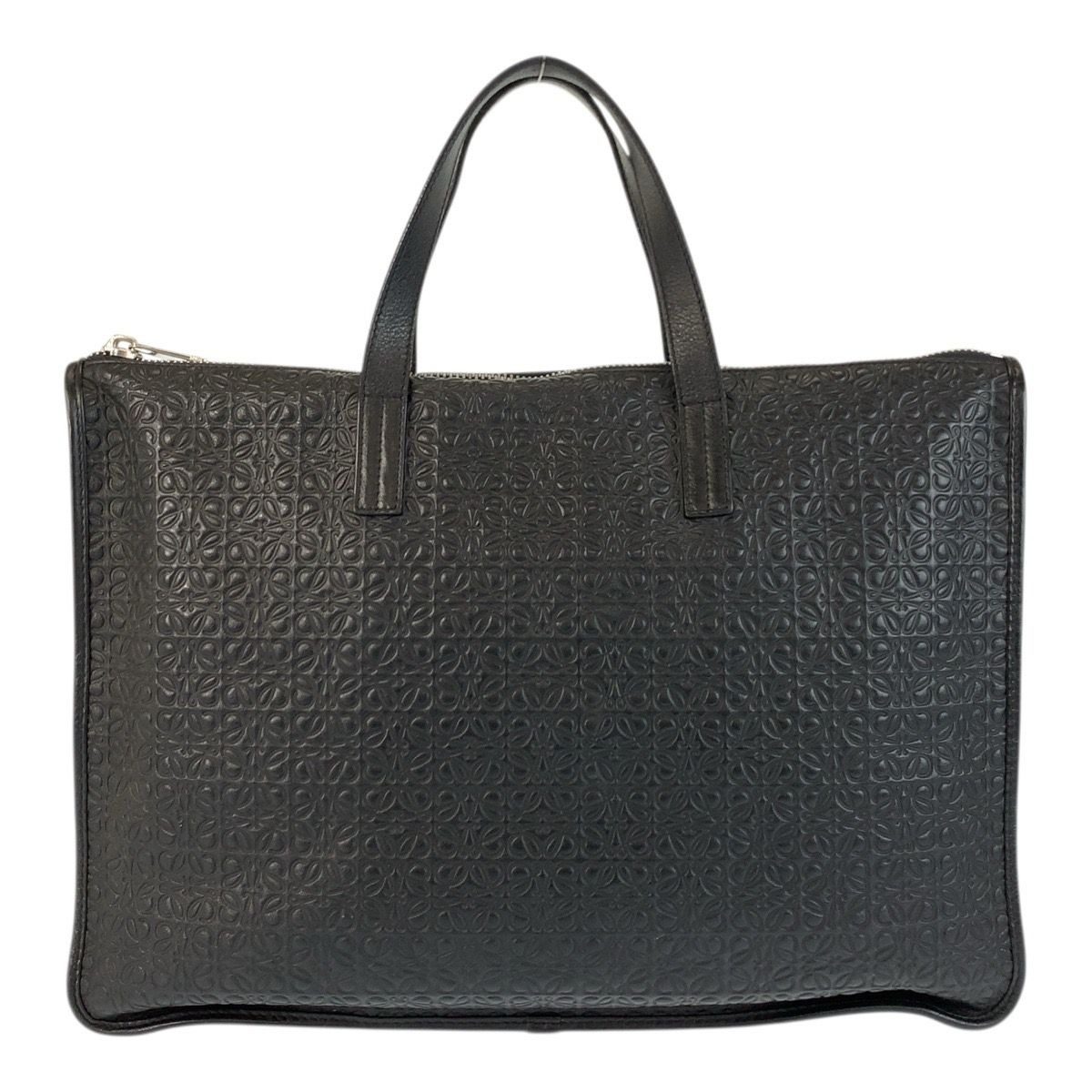 Loewe Repeat Anagram Black Silver Leather Business Briefcase