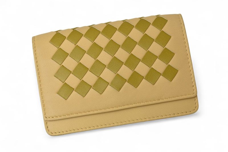 Bottega Veneta Coin Case Bottega Veneta Intrecciato Leather Beige Khaki Multi