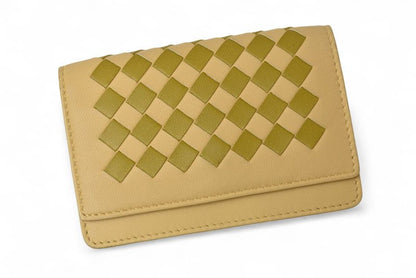 Bottega Veneta Coin Case Bottega Veneta Intrecciato Leather Beige Khaki Multi