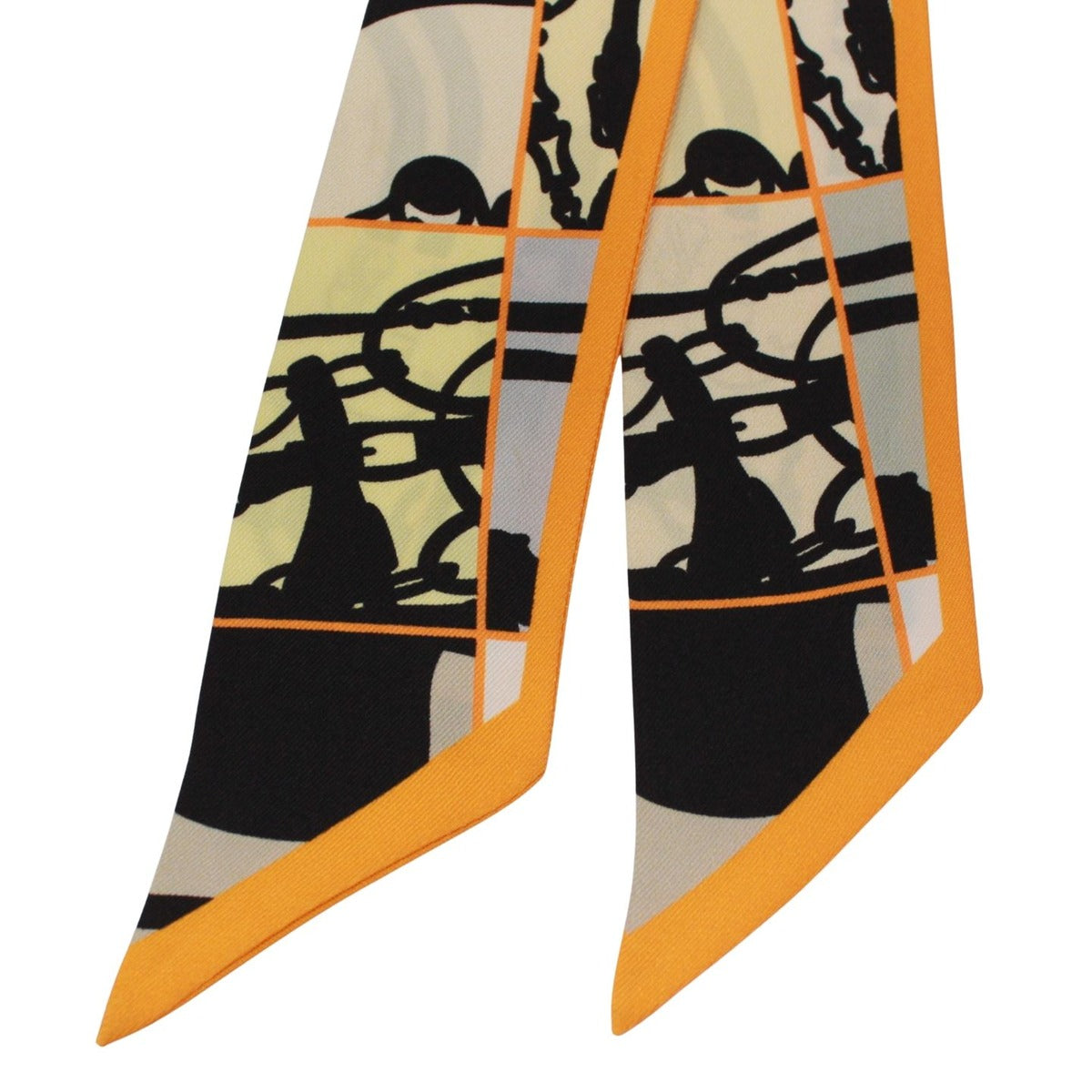 Hermes Twilly Dissipulated Silk Orange Black Scarf — view 3