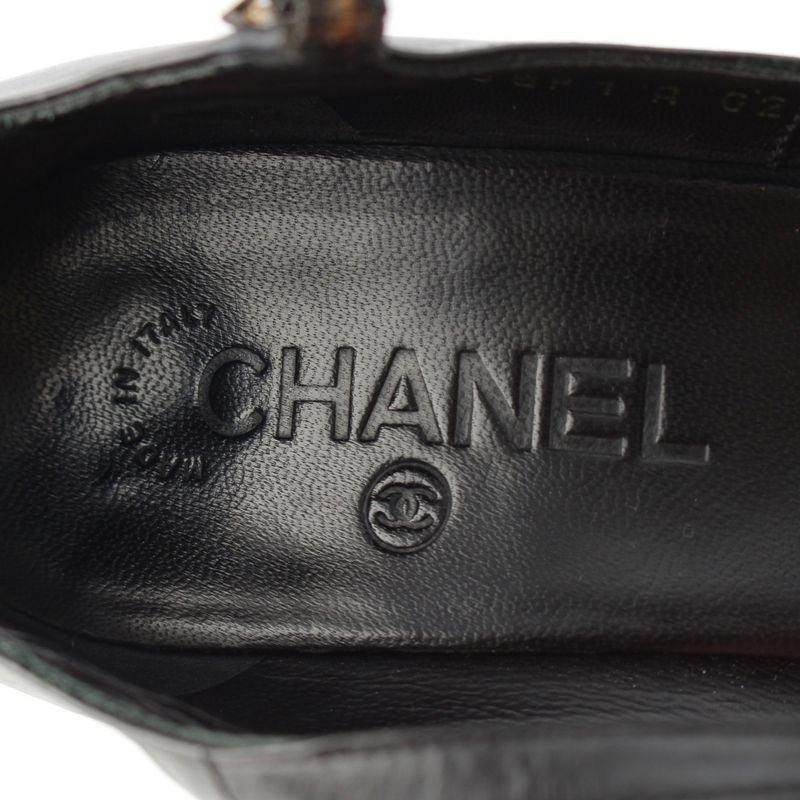 Chanel Coco Mark Bijoux Studded Heel Shoes Pumps Black 37
