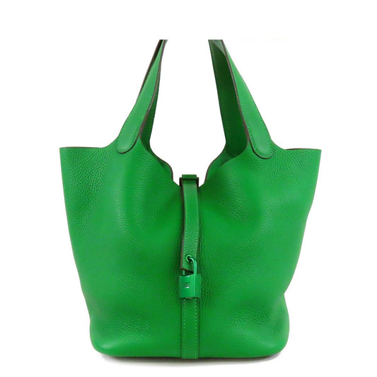 Hermes Picotin Lock Monochrome MM So Green Bamboo Silver Taurillon Handbag