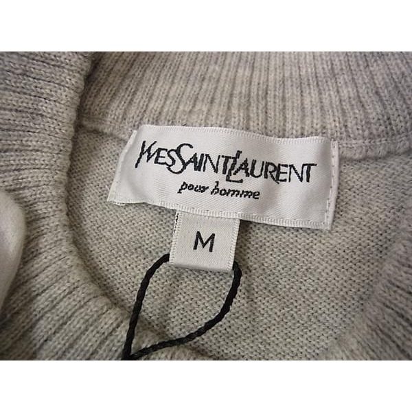Saint Laurent Yves Wool Long Sleeve Knit Top Sweater M Gray — view 4