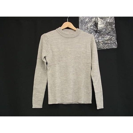 Saint Laurent Yves Wool Long Sleeve Knit Top Sweater M Gray