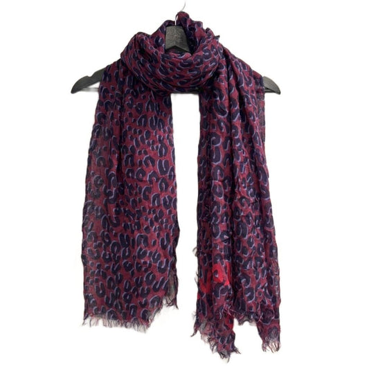 Louis Vuitton Cashmere Silk Etole Leopard Print Shawl Scarf Red