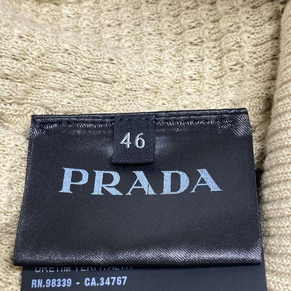 Prada Short Sleeved Sweater Size 46 L Women - Umb758 Beige And Brown Cotton Silk