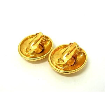Chanel Coco Mark Clip-on Earrings Gold Metal Vintage — view 3