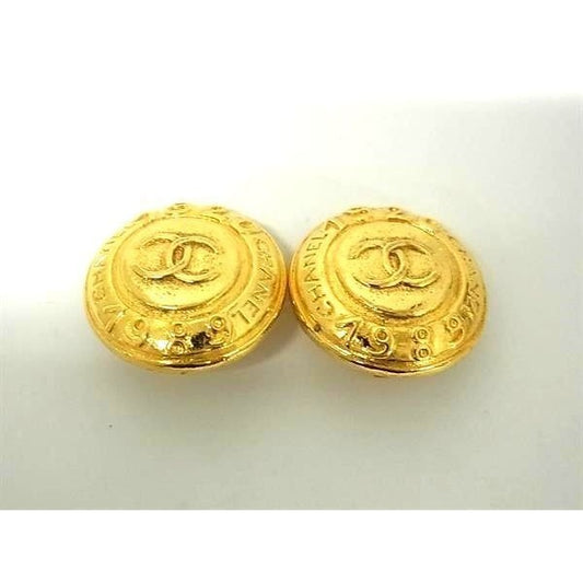 Chanel Coco Mark Clip-on Earrings Gold Metal Vintage