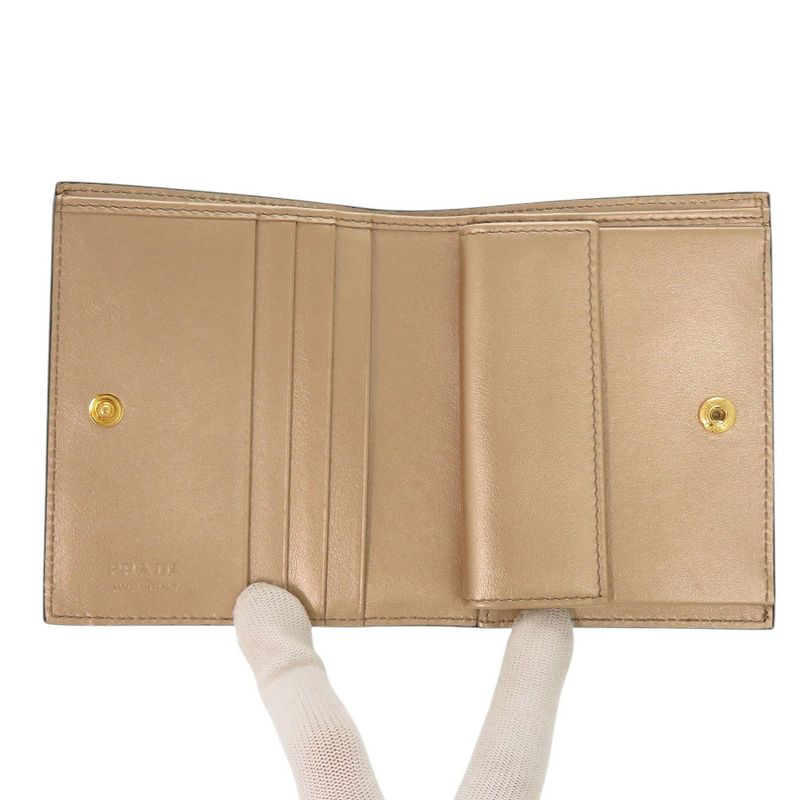 Prada 1mv204 Saffiano Leather Gold Fold Wallet 0933 Prada
