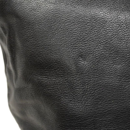 Chanel Shoulder Bag Leather Black Gold Hardware Women