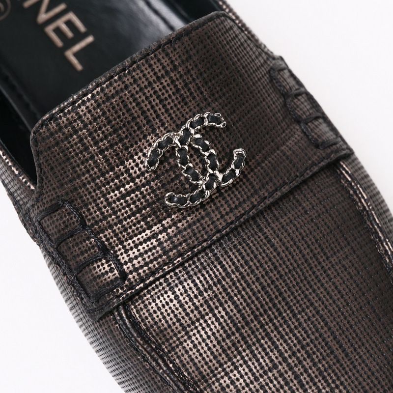 Chanel Loafers Size 36.5c CC Logo Coco Mark Shoes Chain Decoration Made In