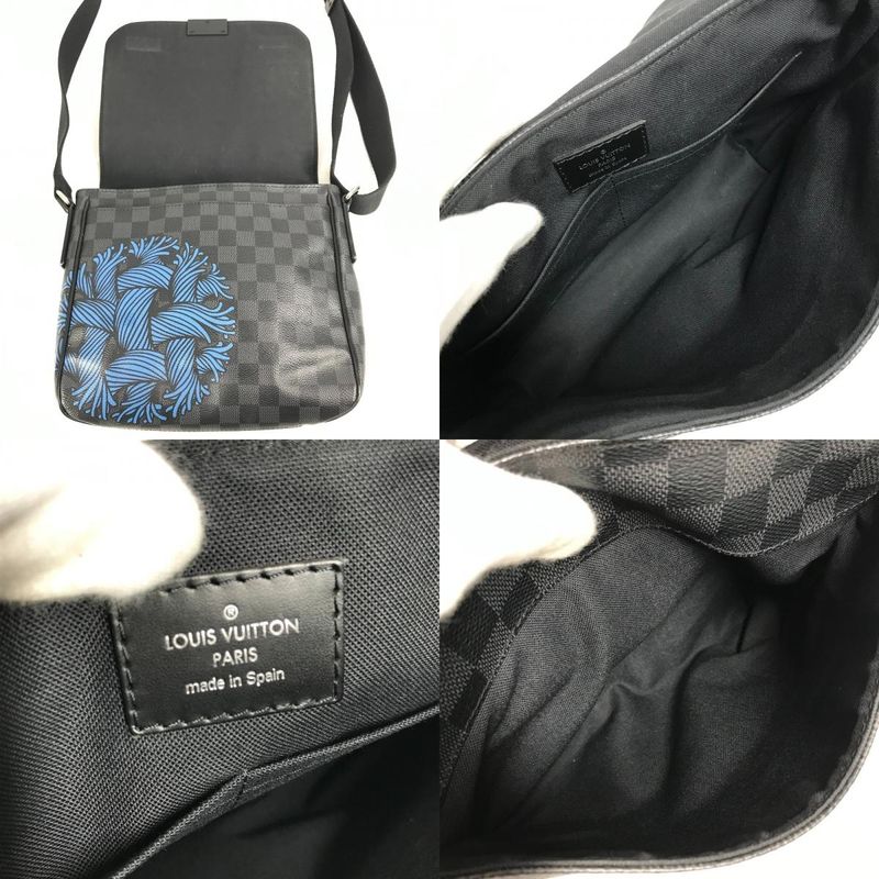 Louis Vuitton Shoulder Bag District PM N41714 Damier Graphite Canvas Black