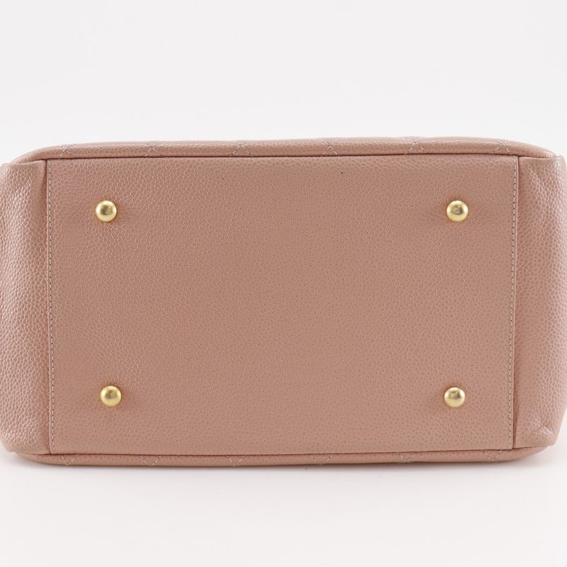 Chanel Matelasse Coco Mark Chain Tote A15688 Caviar Skin Pink Ladies Tote Bag