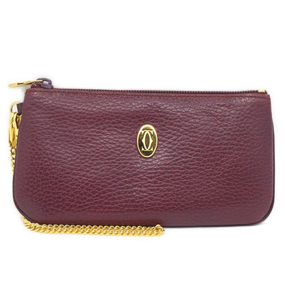 Cartier Chain Pouch Wine Red Gold