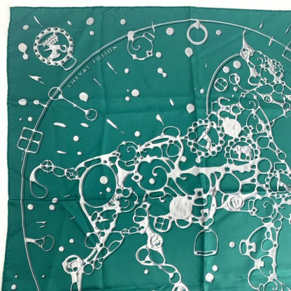 Hermes Carre 90 Cheval Fusion Cheval Fusion Green Silk Scarf