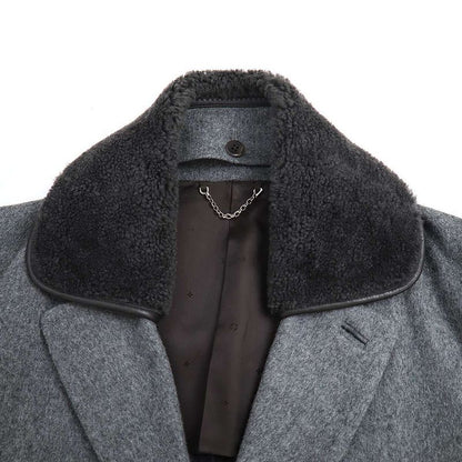 Louis Vuitton Mouton Boa Collar Wool Cashmere Coat H8c10euw3 Gray 46
