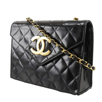 Chanel Chain Shoulder Decacoco Matelasse Vintage Enamel Black Ladies Shoulder