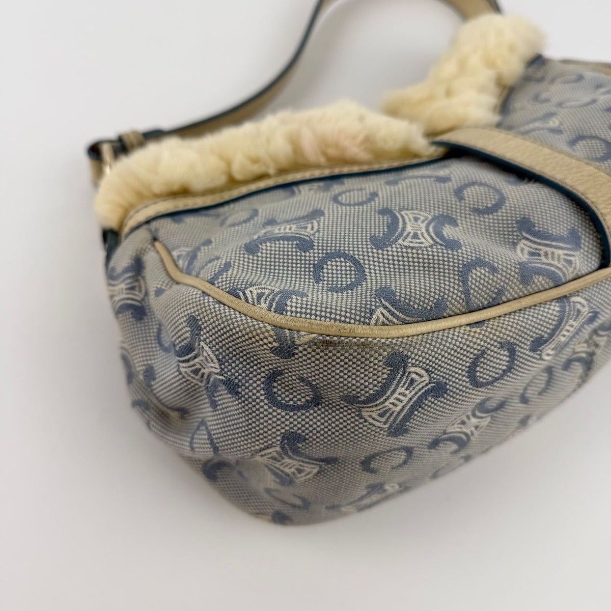 Celine C Macadam Shoulder Bag Blue Canvas Vintage — view 11