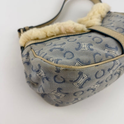 Celine C Macadam Shoulder Bag Blue Canvas Vintage — view 11