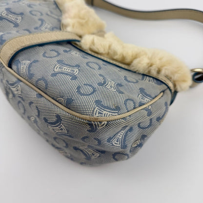 Celine C Macadam Shoulder Bag Blue Canvas Vintage — view 12