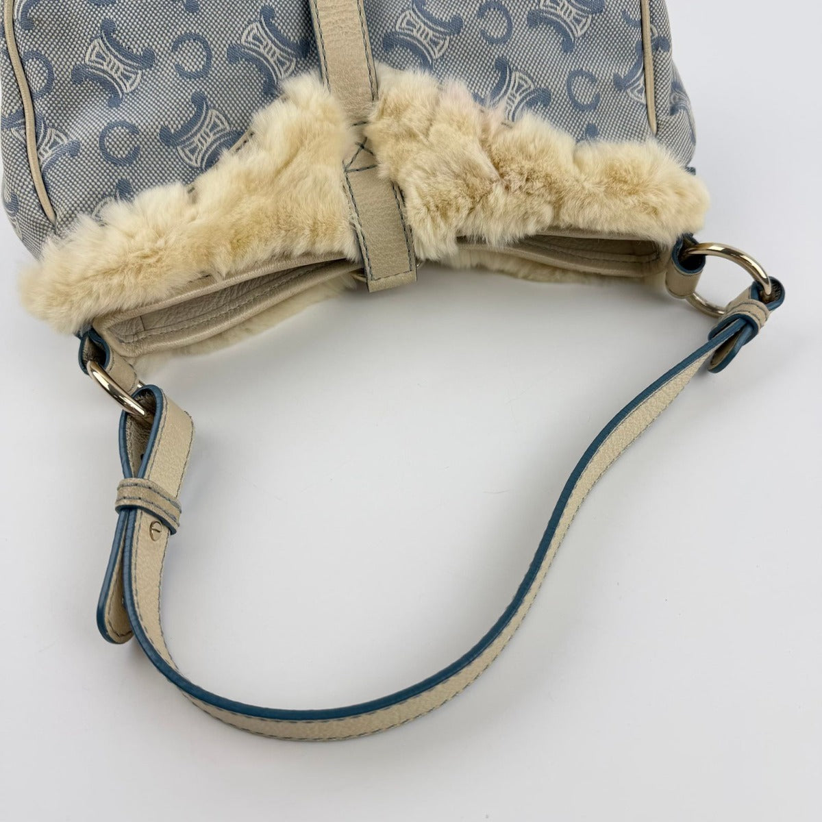 Celine C Macadam Shoulder Bag Blue Canvas Vintage — view 13