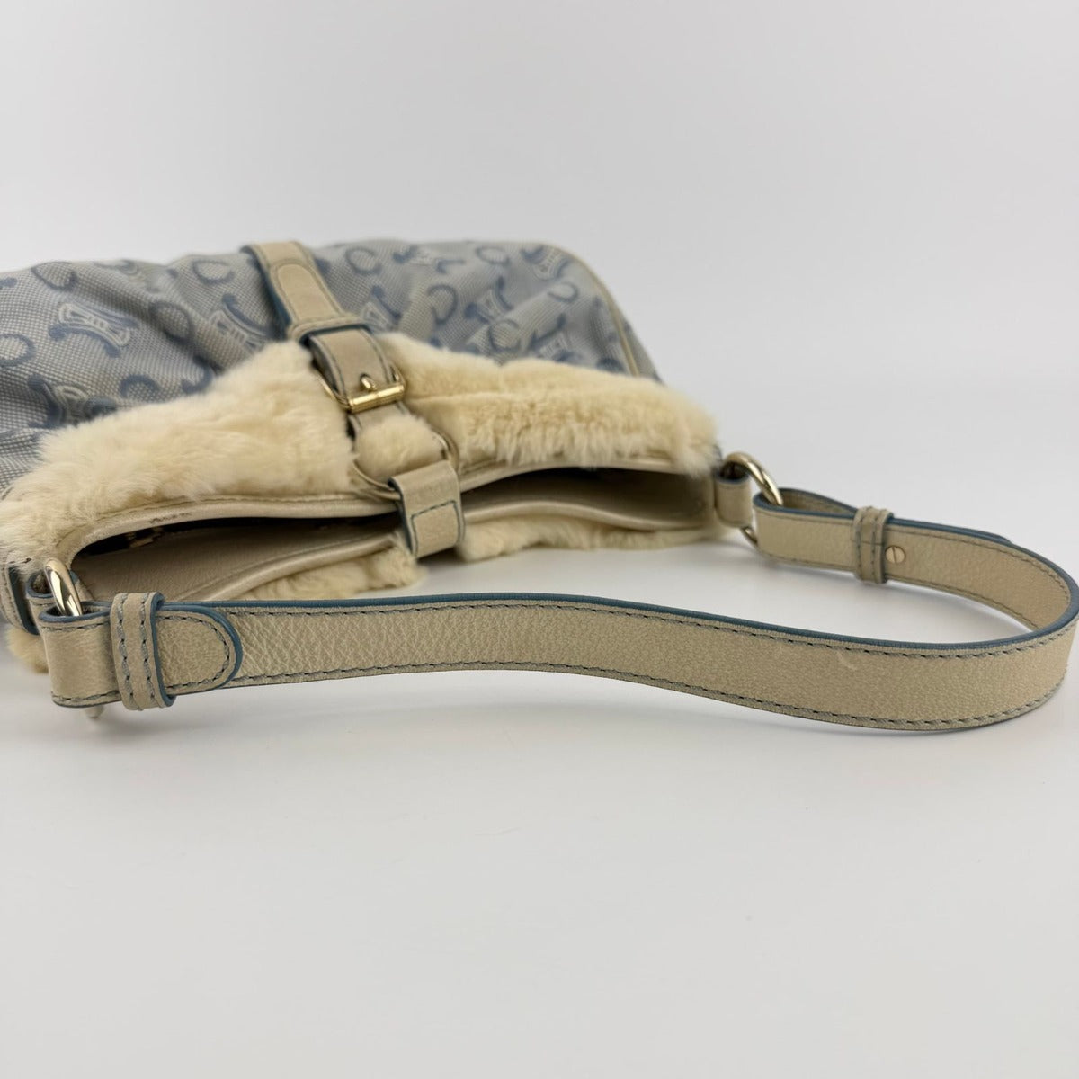 Celine C Macadam Shoulder Bag Blue Canvas Vintage — view 15